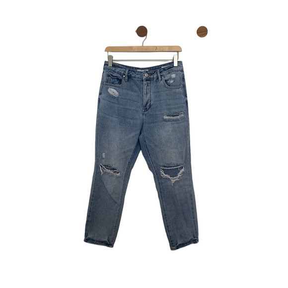 Pacsun Women Mom Jean Size 27 Blue Distressed 100% Cotton Button-fly Medium Wash - Picture 16 of 16